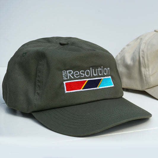 High-Quality Baseball Cap embroidered with the PTSD-Resolution logo. Colour: Olive Green.